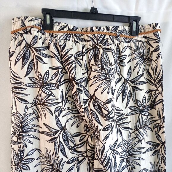 Messini Floral Wide Leg Linen Blend Pants XL w/ Matching Braided Belt NWT - Picture 6 of 7